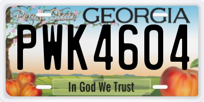 GA license plate PWK4604