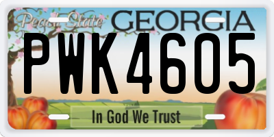 GA license plate PWK4605