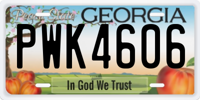 GA license plate PWK4606