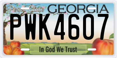 GA license plate PWK4607