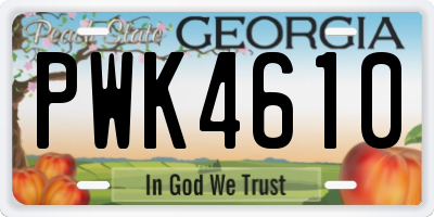 GA license plate PWK4610