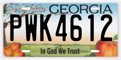 GA license plate PWK4612