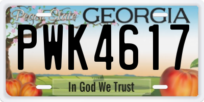 GA license plate PWK4617