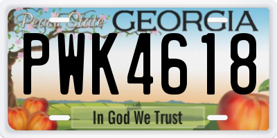 GA license plate PWK4618