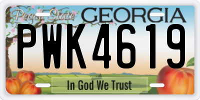 GA license plate PWK4619