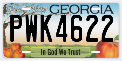 GA license plate PWK4622