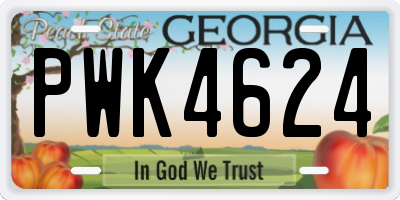 GA license plate PWK4624