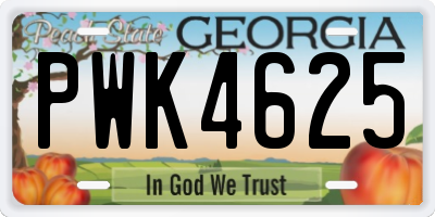 GA license plate PWK4625