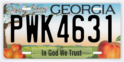 GA license plate PWK4631