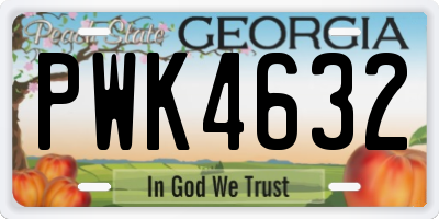 GA license plate PWK4632