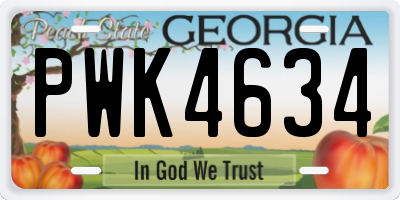 GA license plate PWK4634