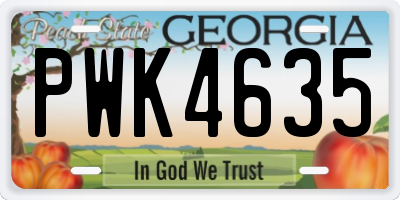 GA license plate PWK4635