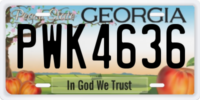 GA license plate PWK4636