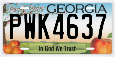 GA license plate PWK4637