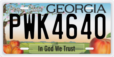 GA license plate PWK4640