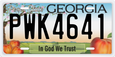 GA license plate PWK4641