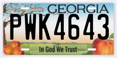 GA license plate PWK4643