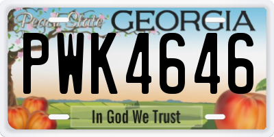 GA license plate PWK4646