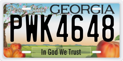 GA license plate PWK4648
