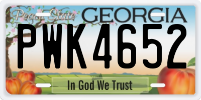 GA license plate PWK4652