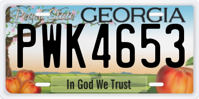 GA license plate PWK4653