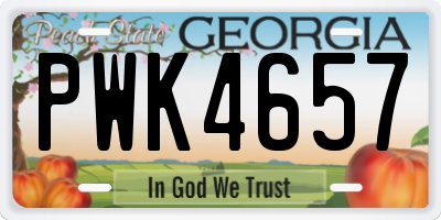 GA license plate PWK4657