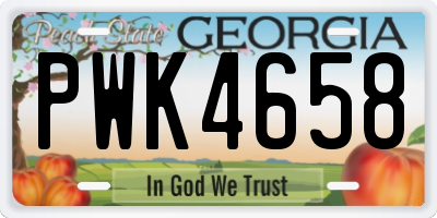 GA license plate PWK4658