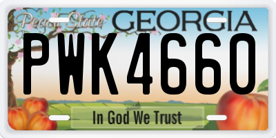 GA license plate PWK4660