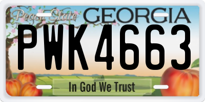 GA license plate PWK4663