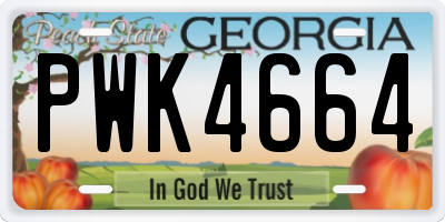 GA license plate PWK4664