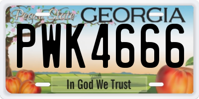 GA license plate PWK4666