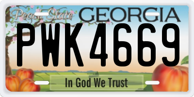 GA license plate PWK4669