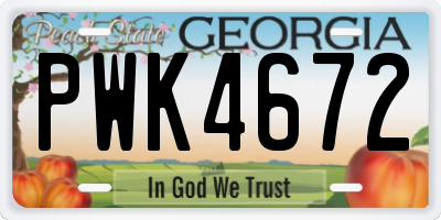 GA license plate PWK4672