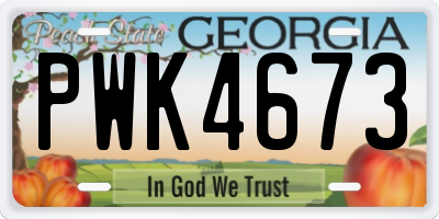 GA license plate PWK4673