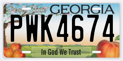 GA license plate PWK4674