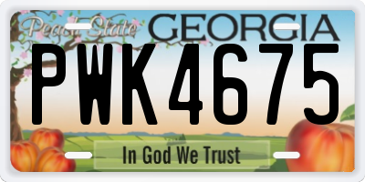 GA license plate PWK4675