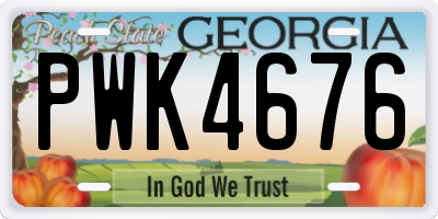 GA license plate PWK4676