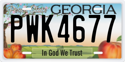 GA license plate PWK4677