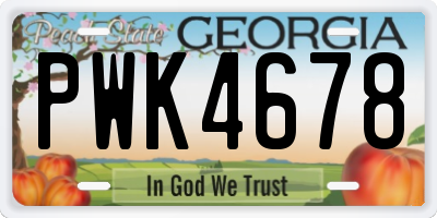GA license plate PWK4678