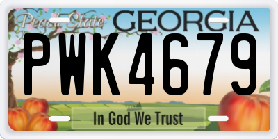 GA license plate PWK4679