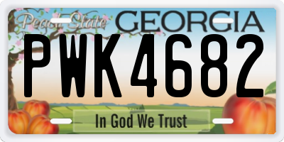 GA license plate PWK4682