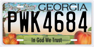 GA license plate PWK4684