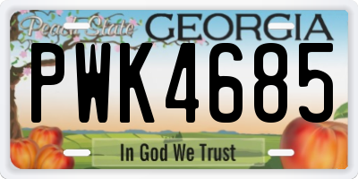 GA license plate PWK4685