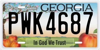 GA license plate PWK4687
