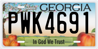 GA license plate PWK4691