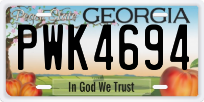 GA license plate PWK4694