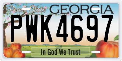 GA license plate PWK4697