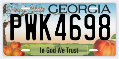GA license plate PWK4698