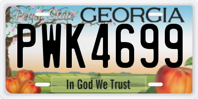 GA license plate PWK4699