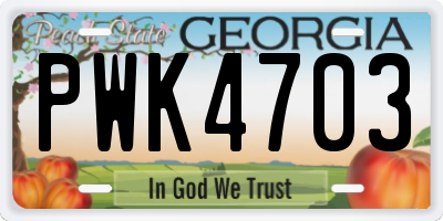 GA license plate PWK4703